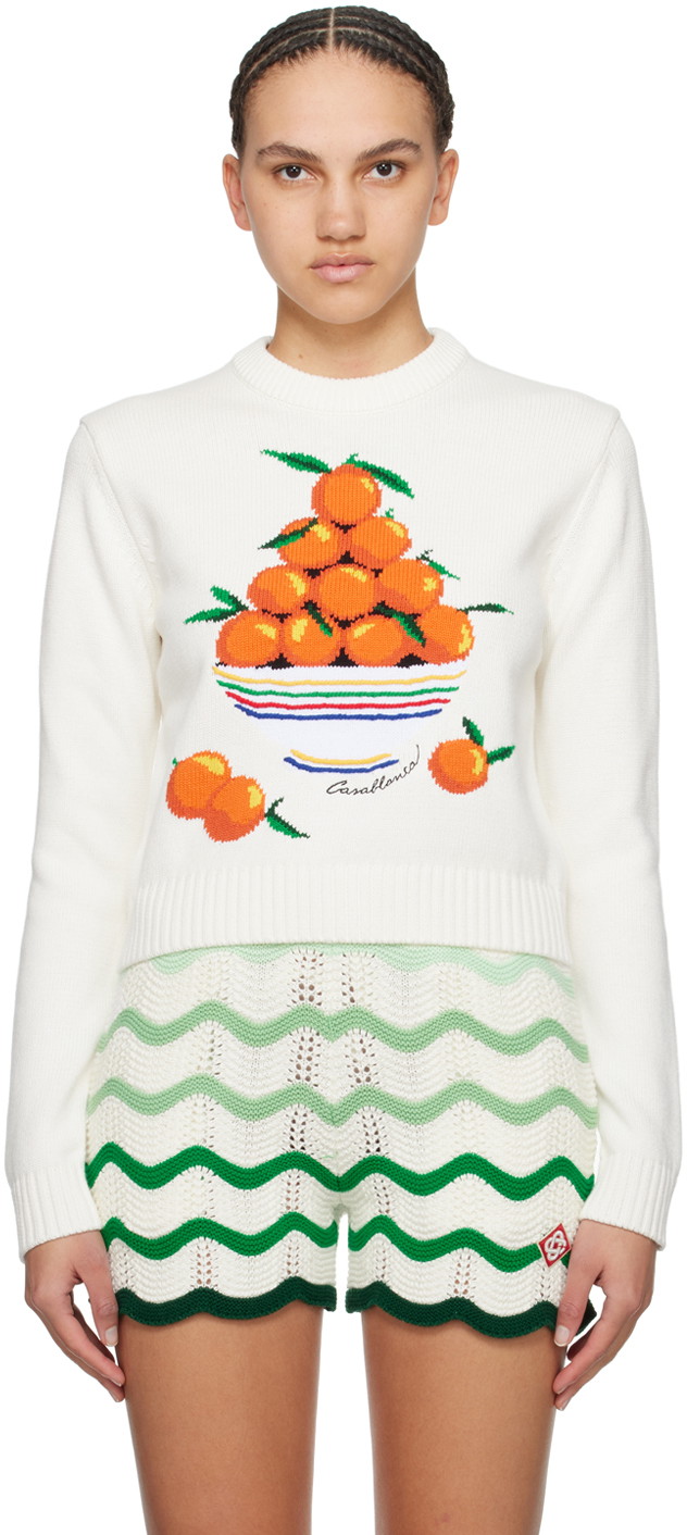 Pulóver Casablanca Pyramide D'Oranges Sweater Fehér | WPS24-KW-595-01