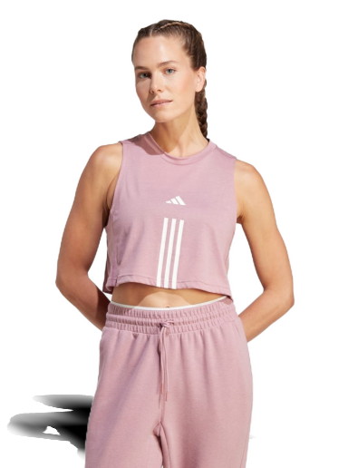 Crop topok adidas Originals Train Essentials Train Cotton 3-Stripes Crop Top Rózsaszín | IM5025