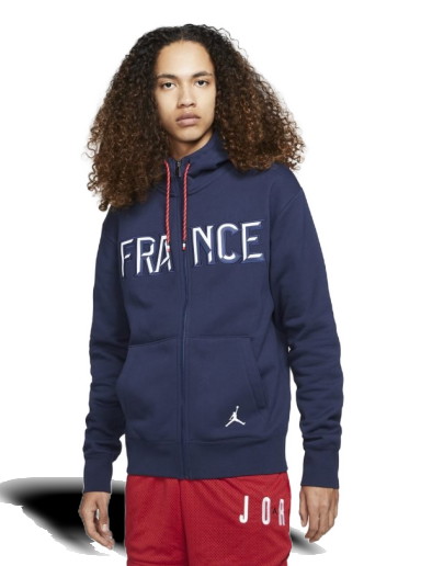 Sweatshirt Jordan France Jordan Flight Full-Zip Fleece Hoodie Sötétkék | CT2189-419