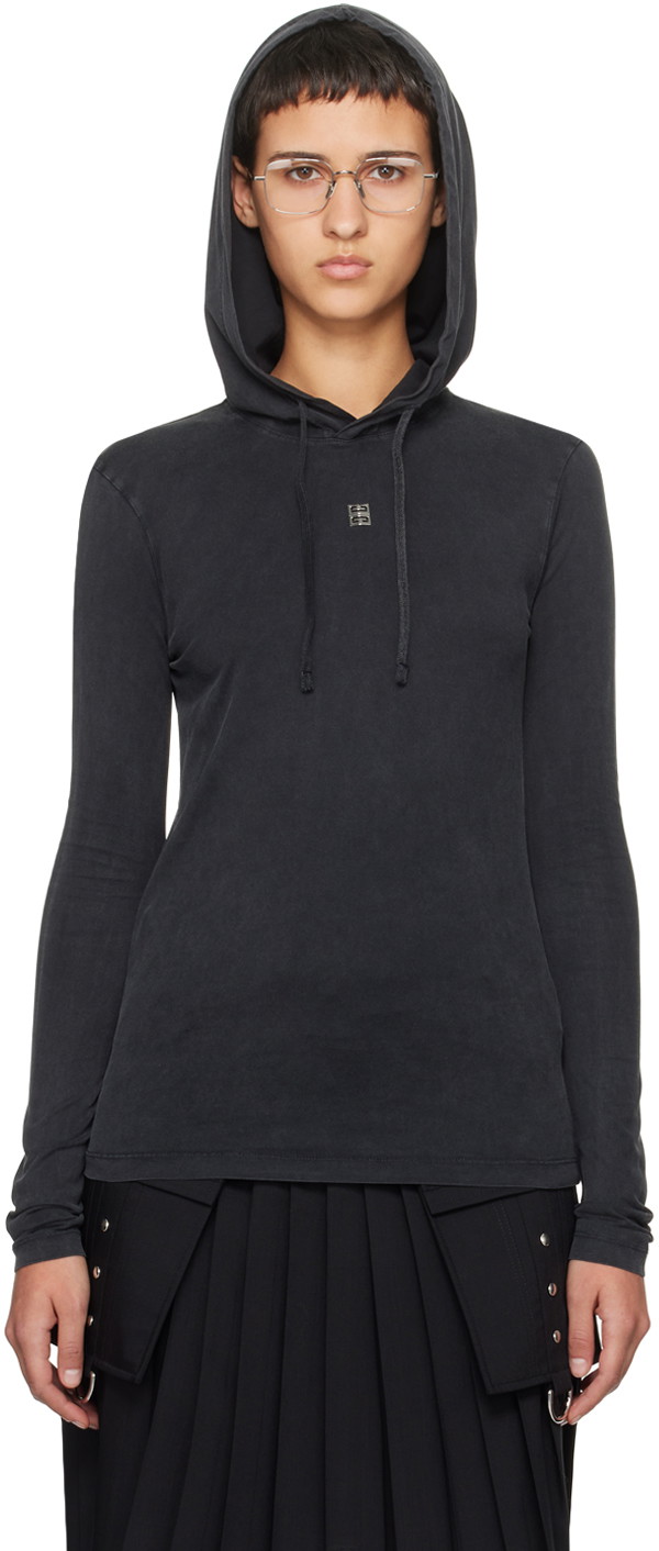 Sweatshirt Givenchy Faded Hoodie Fekete | BW70DV3YKB011