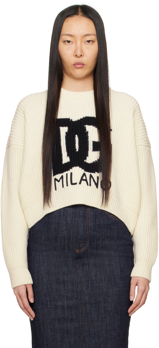 Pulóver Dolce & Gabbana Crewneck Sweater "Off-White" Bézs | FXW02Z JCVC2