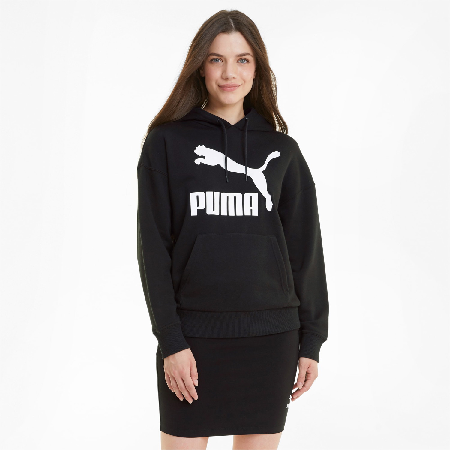 Sweatshirt Puma Classics Logo Hoodie Fekete | 530074_01, 1