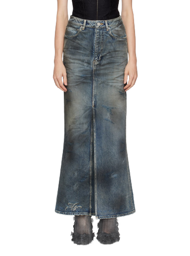 Szoknya Balenciaga Distressed Denim Maxi Skirt Kék | 744975 TNW01