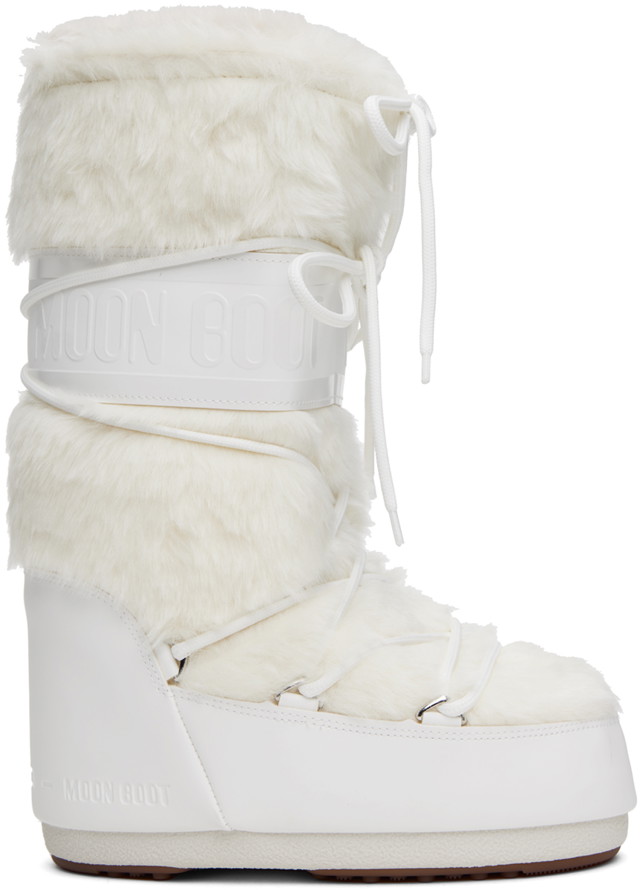 Sneakerek és cipők Moon Boot Off-White & White Faux-Fur Icon Boots Fehér | 14089000
