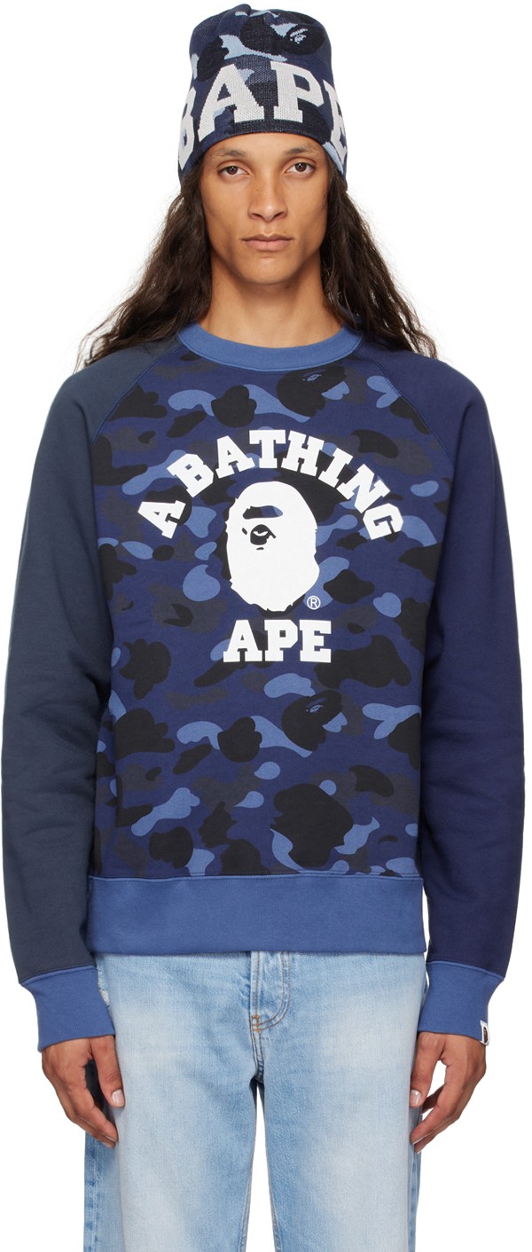 Sweatshirt BAPE BAPE Navy Color Camo College Sweatshirt Sötétkék | 001SWK301001M