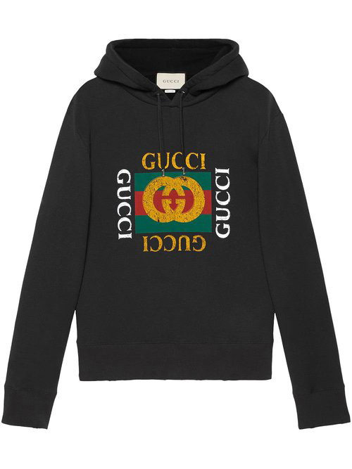 Sweatshirt Gucci Logo-Sequinned Hoodie Black Fekete | 646953 XJE0D 1043