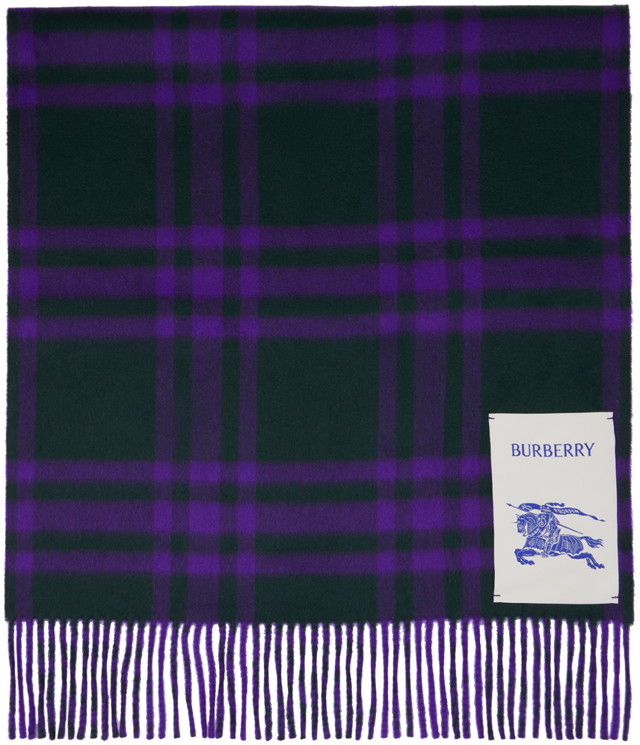 Sálak és kendők Burberry Check Scarf Green / Purple Orgona | 8076257