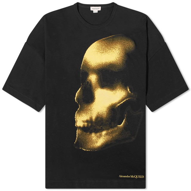 Póló Alexander McQueen Shadow Skull Print T-Shirt Fekete | 776341QTAAM-0510