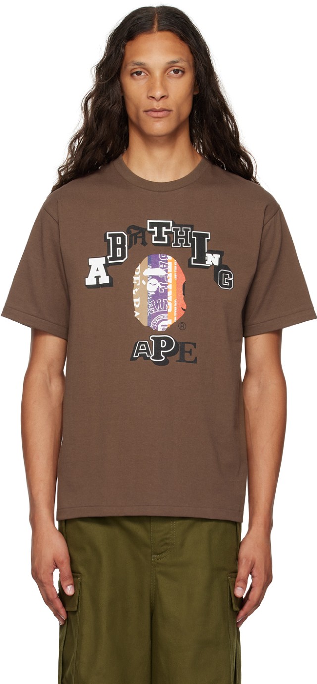 Póló BAPE BAPE Brown Fans Scarf College T-Shirt Barna | 001TEK301323M