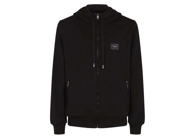 Jersey Zip Up Hoodie Black