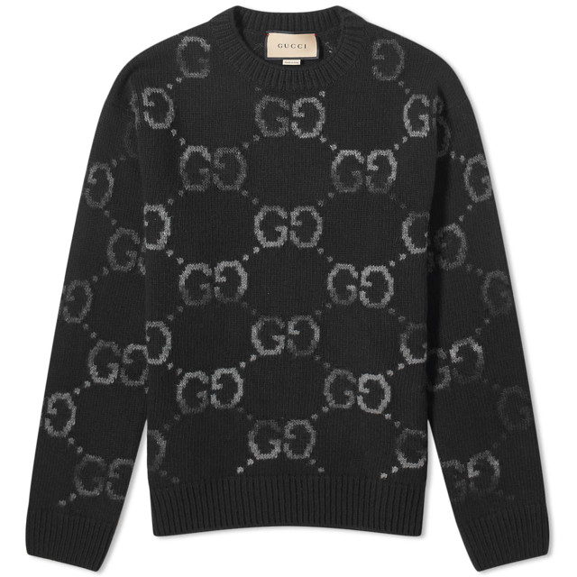 Pulóver Gucci Jumbo GG Jacquard Crewneck Fekete | 770509-XKDSJ-1152