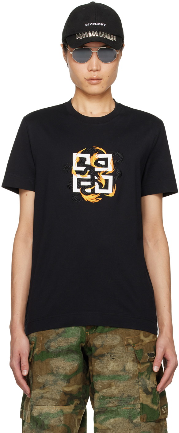 Póló Givenchy Embroidered T-Shirt Fekete | BM716G3YLV001