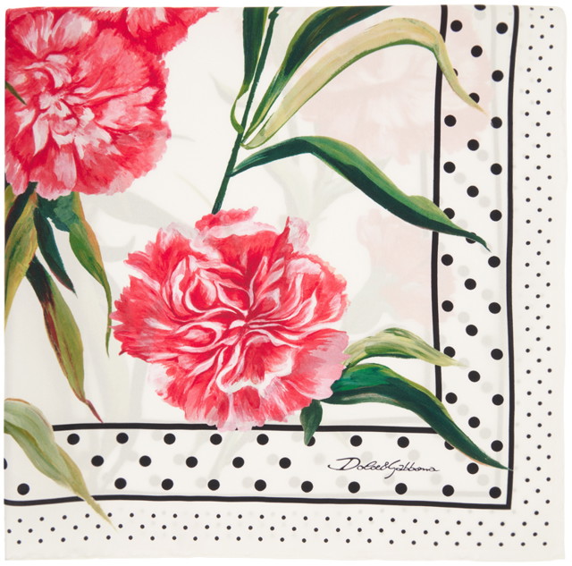 Sálak és kendők Dolce & Gabbana White Carnation-Print Scarf Többszínű | FN092R GDAWX