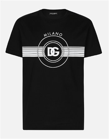Dolce & Gabbana Short-sleeved Cotton T-shirt With Dg Print G8RN8TG7M8WN0000