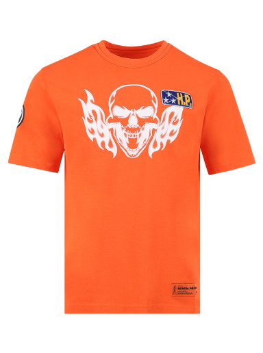 Póló HERON PRESTON Reg Flaming Skull Tee 
Narancssárga | HMAA025S22JER0032201