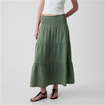 GAP Skirt Pull On Gauze Maxi Skirt Laurel Wreath Green 857496-00