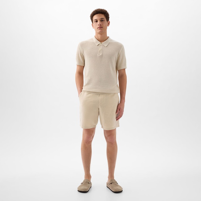 Linen Fixed Waist Short Oatmeal