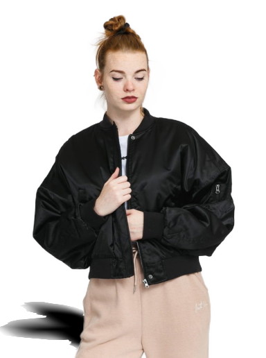 Short Oversized Satin Bomber Jacket