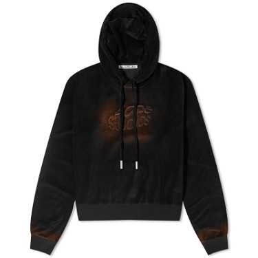 Sweatshirt Acne Studios Velour Logo Hoodie Fekete | CI0162-900, 0