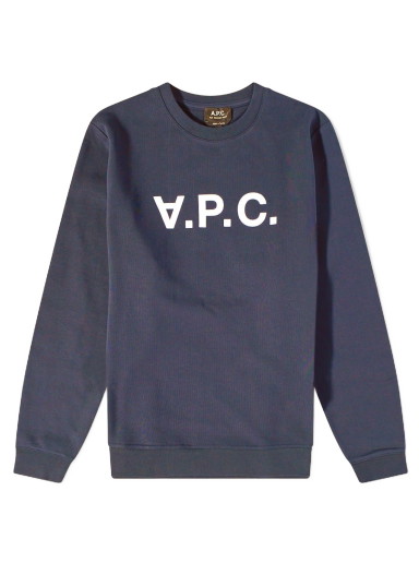 Sweatshirt A.P.C. Logo Crew Sweatshirt Sötétkék | COFAX-H27378-IAK