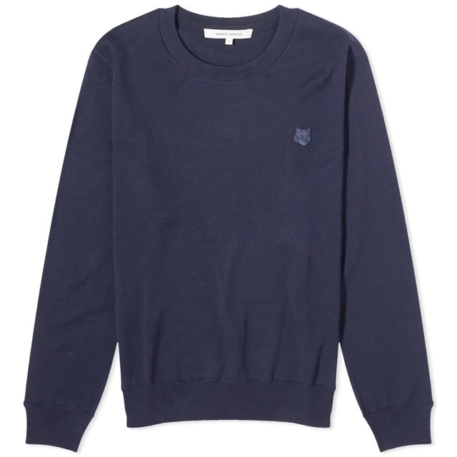 Pulóver MAISON KITSUNÉ Patch Crewneck Sötétkék | MM00815KT1036-P476