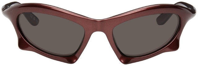 Burgundy Bat Rectangle Sunglasses