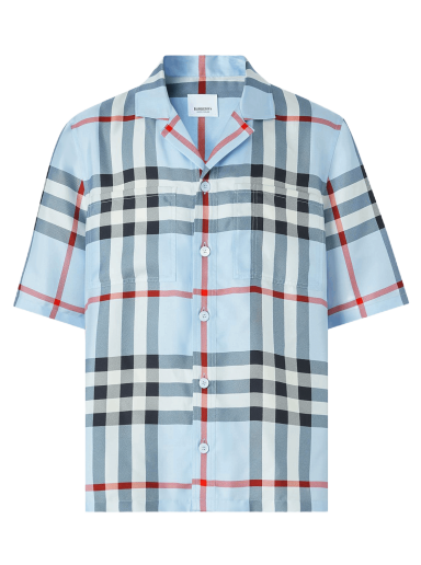 Ing Burberry Silk Check Short-Sleeve Shirt Kék | 8050280