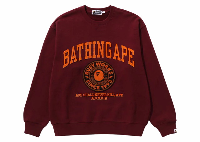 Sweatshirt BAPE BAPE College Graphic Crewneck Burgundy Burgundia | 1J80-113-060