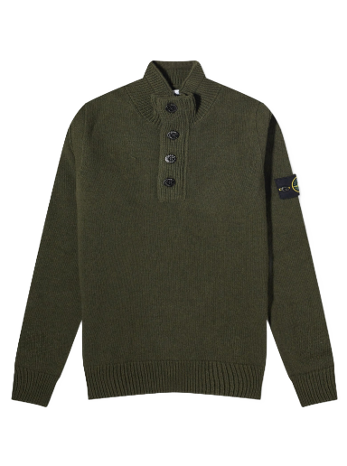 Pulóver Stone Island Stand Collar Button Neck Knit Zöld | 7915540-V0058