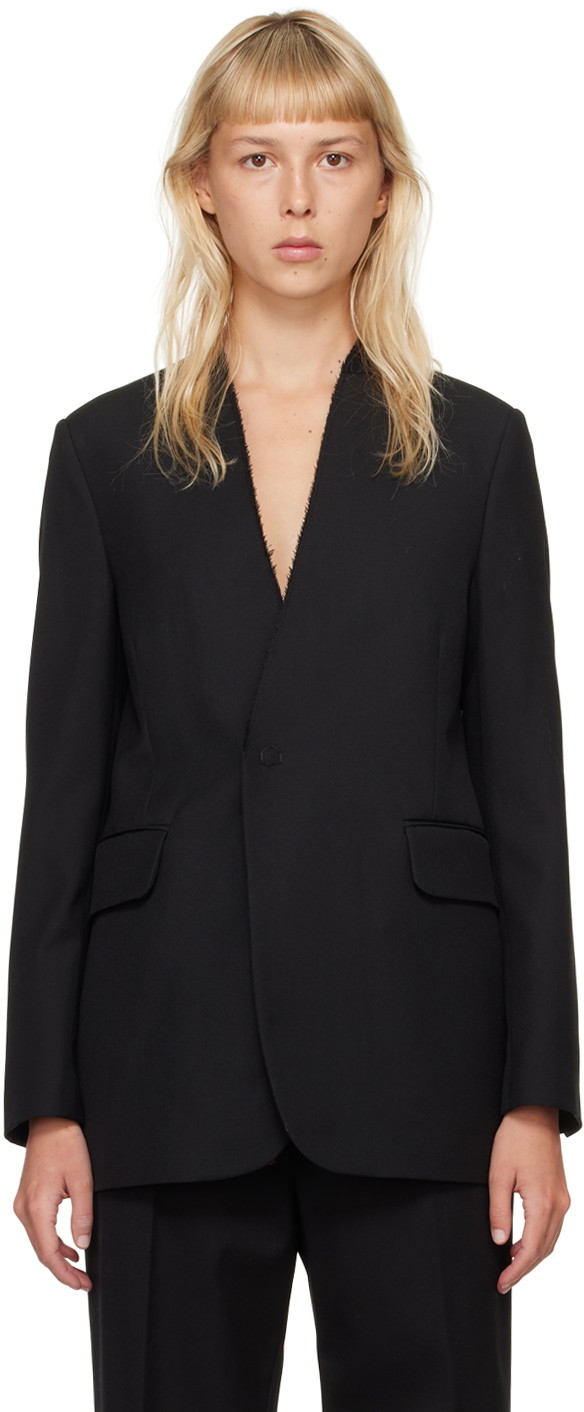 Kabátok Maison Margiela MM6 Collarless Blazer Fekete | S52BN0131 S78357