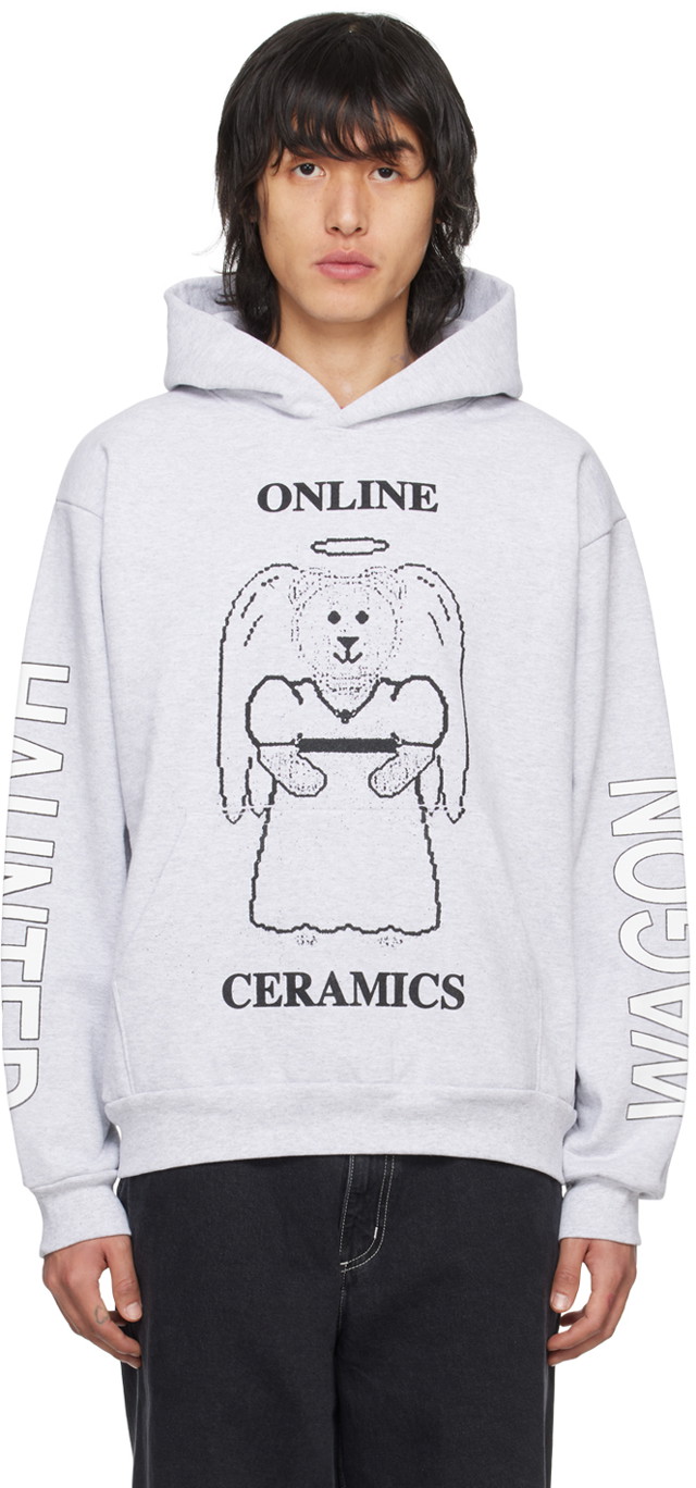 Sweatshirt Online Ceramics Gray Angel Bear Hoodie Szürke | Ash Angel Bear Hoodie