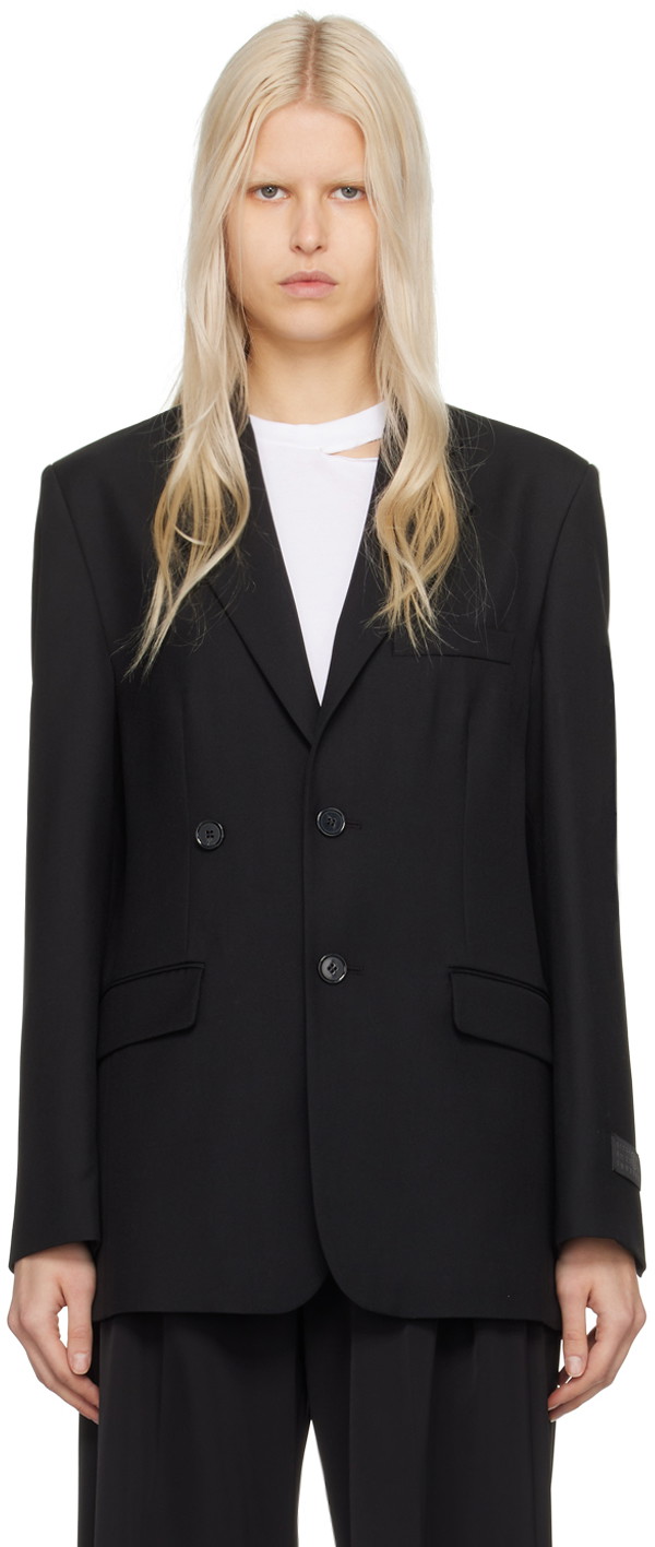 Kabátok Maison Margiela MM6 Double-Breasted Blazer Fekete | S52BN0129 S78357