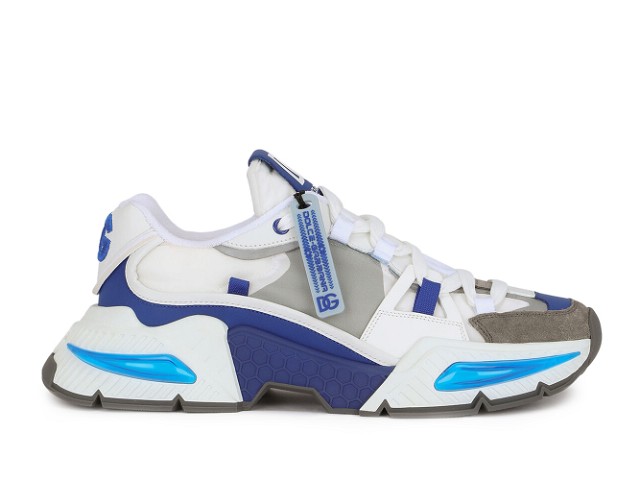 Sneakerek és cipők Dolce & Gabbana Mixed-Material Airmaster White Grey Blue Kék | CS1984AY3378P021