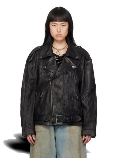 Bomber dzsekik Acne Studios Crinkled Leather Fekete | A70151-