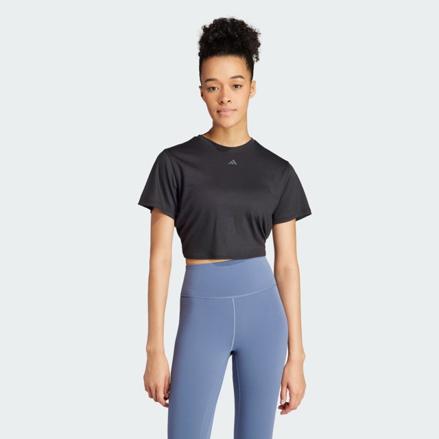 Póló adidas Performance Yoga Studio Wrapped Tee Fekete | IS2988