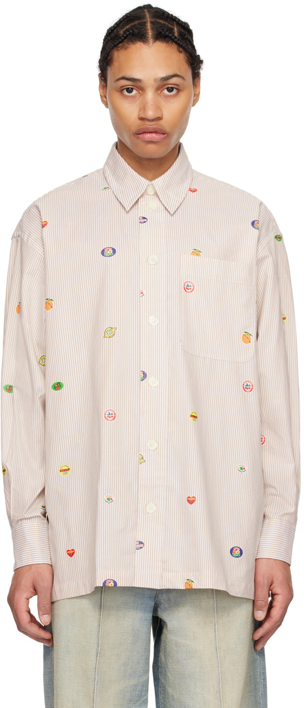 Ing KENZO Paris Fruit Stickers Shirt Bézs | FE55CH5079A1