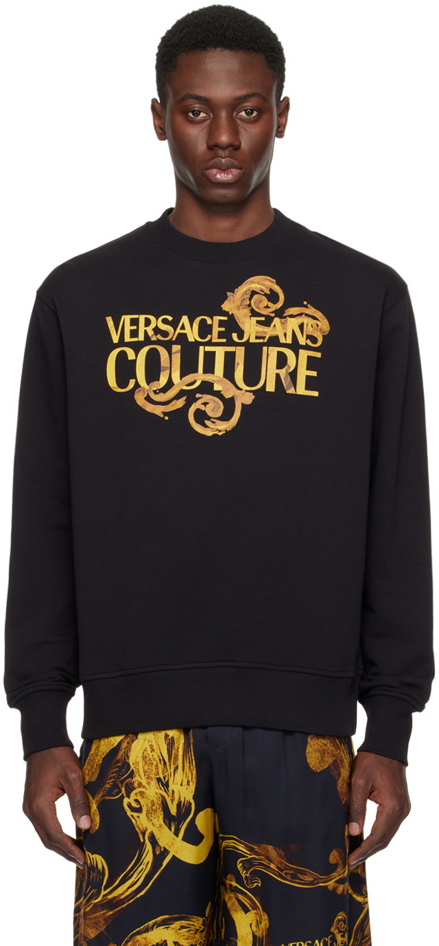 Sweatshirt Versace Couture Black Watercolor Couture Sweatshirt Fekete | E76GAIG01_ECF01G