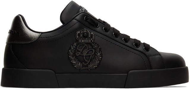 Sneakerek és cipők Dolce & Gabbana Black Portofino Sneakers Fekete | CS1761AH164