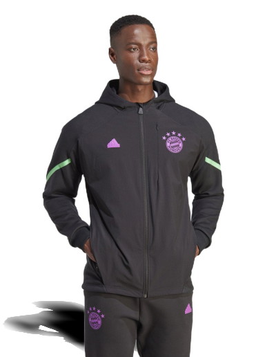 Sweatshirt adidas Originals FC Bayern Designed For Gameday Full-Zip Hoodie Fekete | IB0993