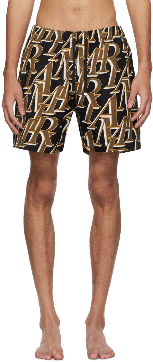 Fürdőruha AMIRI Stacked Print Swim Shorts Barna | PS24MSB002