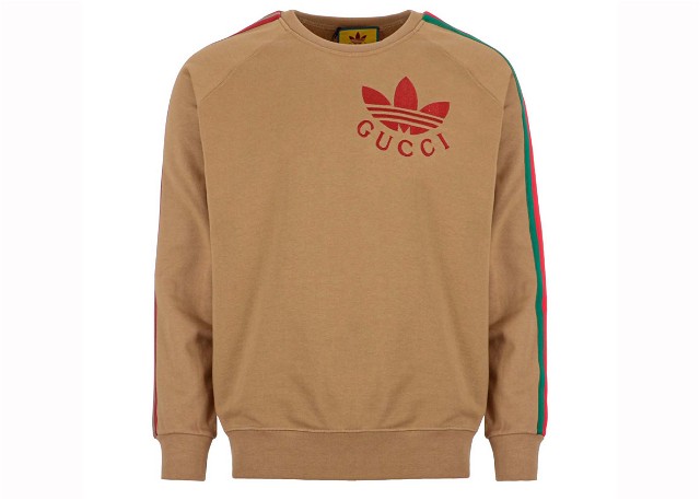 Sweatshirt Gucci x Adidas Trefoil Sweatshirt Beige Barna | 691638 XJEML 2184