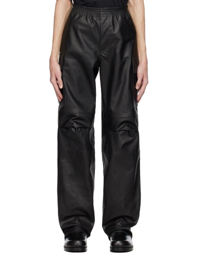 Oldalzsebes nadrágok 1017 ALYX 9SM Pleated Leather Cargo Pants Fekete | AAMPA0391LE01