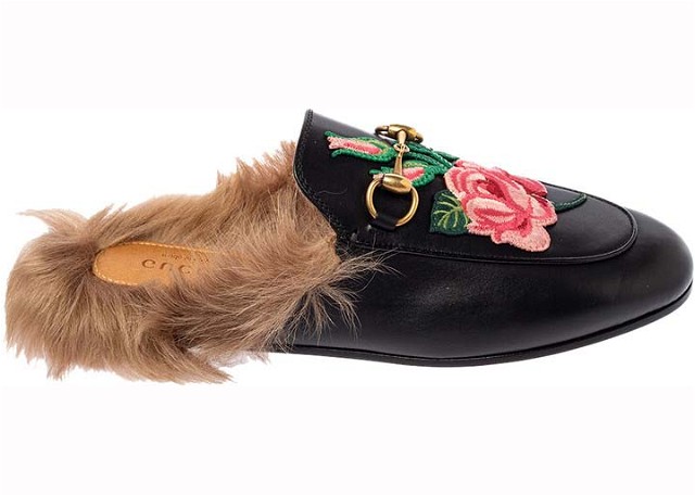 Sneakerek és cipők Gucci Floral Embroidered Princetown Mules Black (Women's) Fekete | 448562 DKHH0 1063