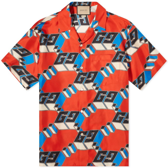 Ing Gucci GG Game Big Vacation Shirt 
Piros | 770432-ZAPEX-6356