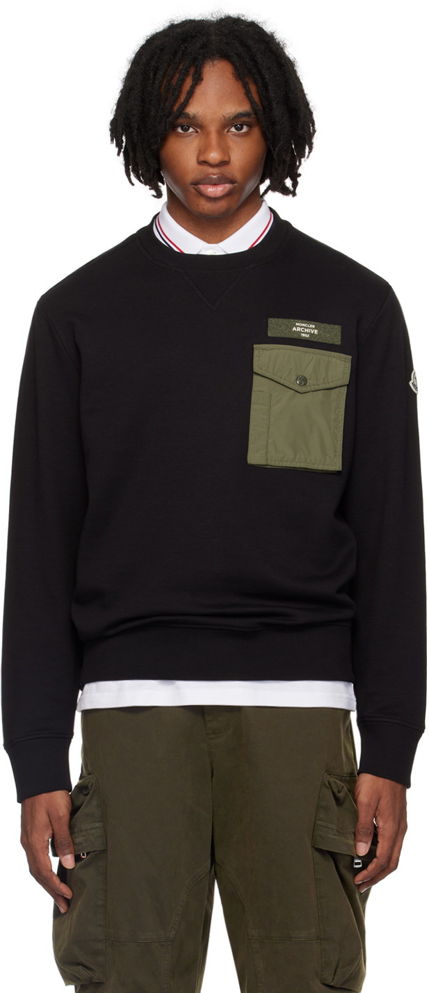Sweatshirt Moncler Black Pocket Sweatshirt Fekete | J10918G0004189A8F