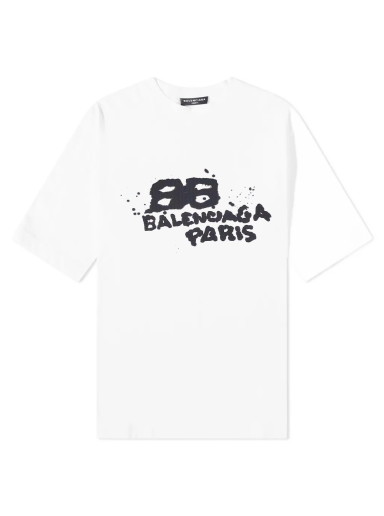 Póló Balenciaga Dirty Paris Logo Tee Fehér | 612966-TNVN4-9040