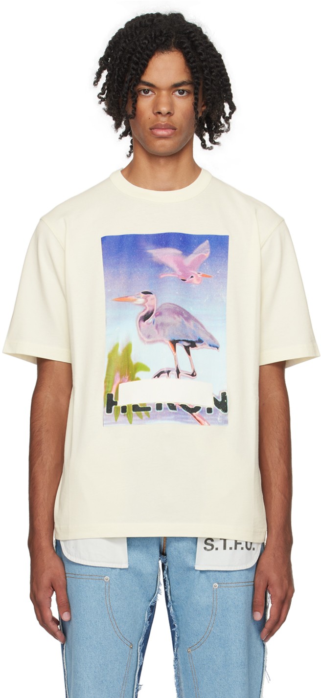Póló HERON PRESTON Censored Heron T-Shirt Fehér | HMAA032F23JER0030437, 0