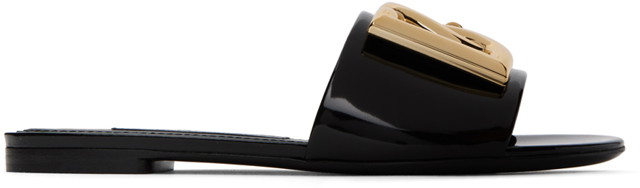 Sneakerek és cipők Dolce & Gabbana Black Logo Slides Fekete | CQ0455 A1037