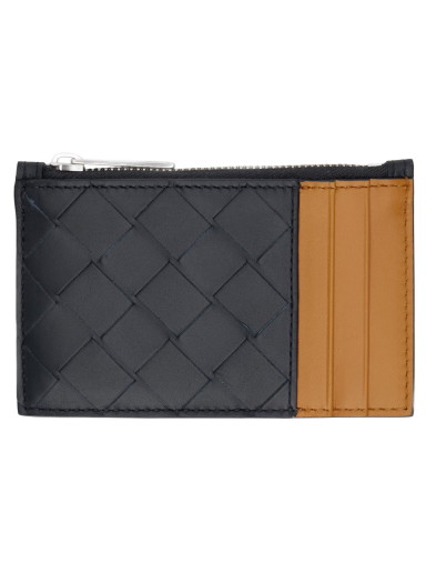 Pénztárca Bottega Veneta Intrecciato Zipped Card Holder Sötétkék | 755985 VCPQ5