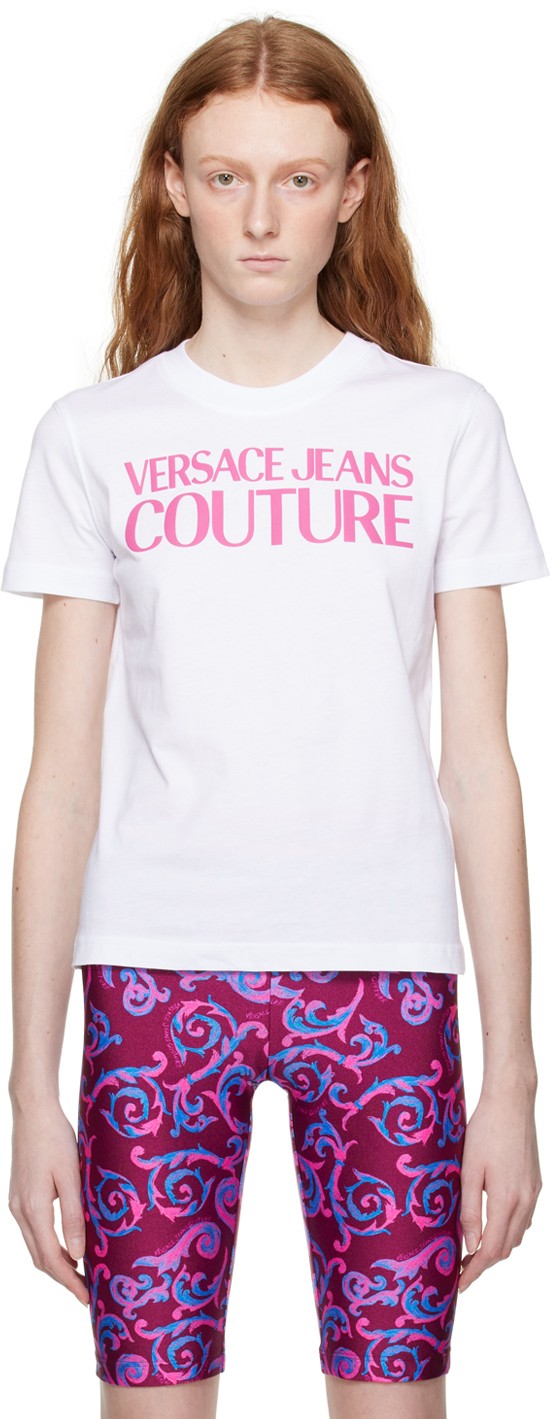 Póló Versace Jeans Couture Crewneck T-Shirt Fehér | E74HAHT03ECJ00O